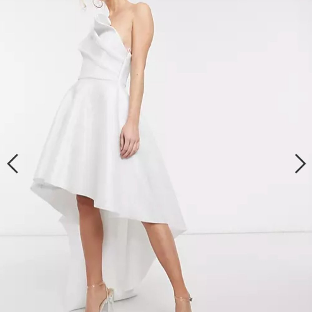 ASOS White One-Shoulder High-Low Wedding Dress